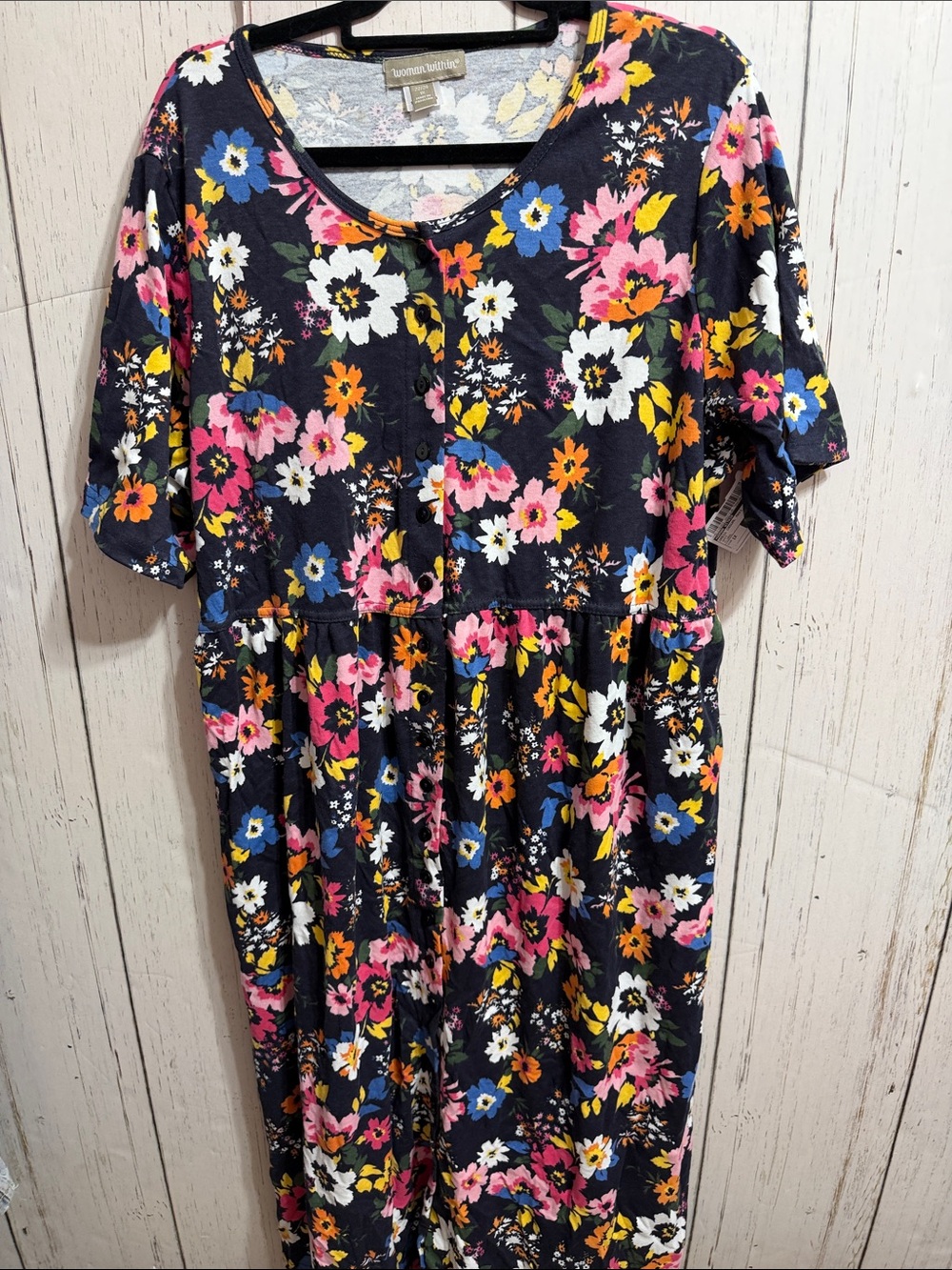 Woman Within Navy Floral Knit Dress